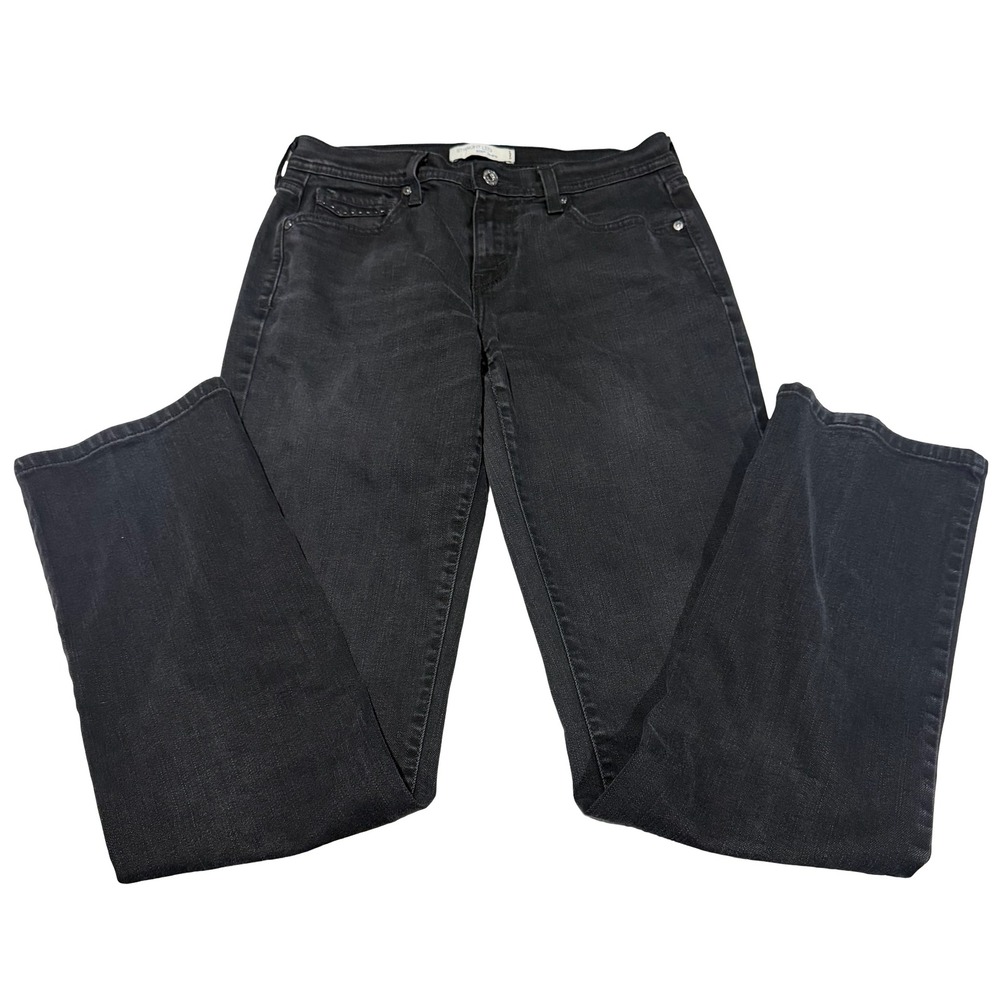 Levis 505 Straight Leg‎ Jeans Black Denim Stretch Pants Womens 8 L/C 31x32